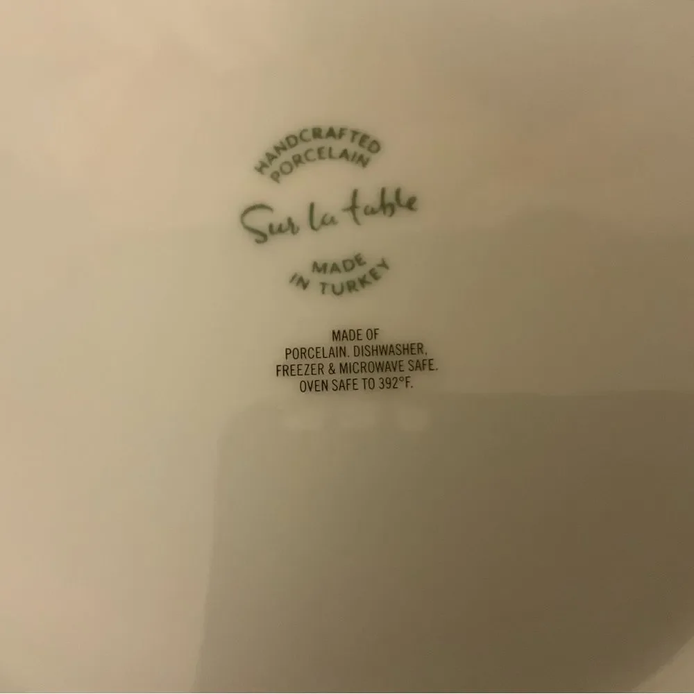 New Sur la Table Turkey WHITE Rim Dinner Plate 10 5/8